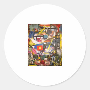 Sticker Rond Barton Springs Abstrait Jeff Hankamer Artjunkhaus