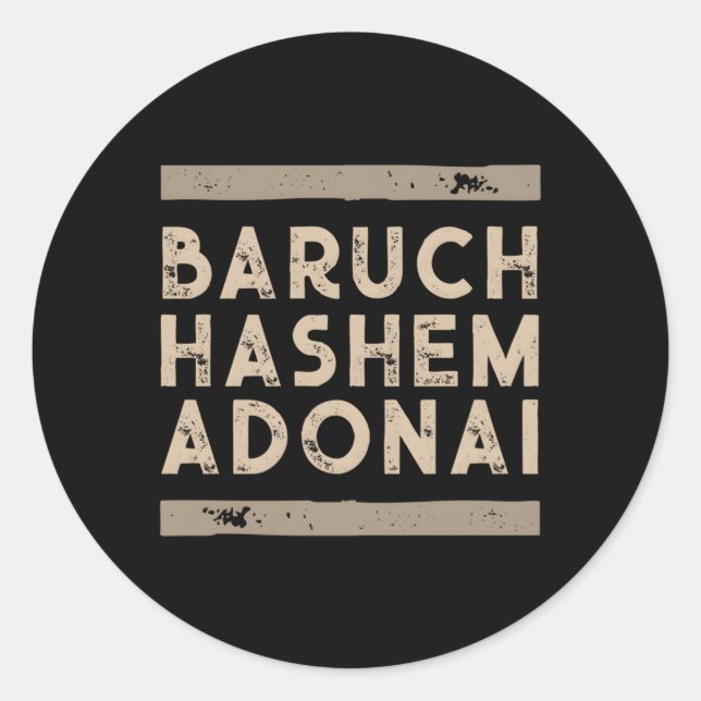 Sticker Rond Baruch Hashem Adonai Chrétien messianique hébraïqu (Devant)