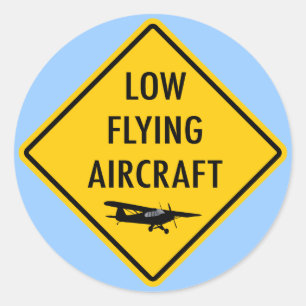 Sticker Rond Bas avions de vol - poteau de signalisation