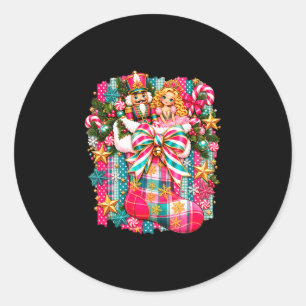 Sticker Rond Bas de Noël casse-noisette danseuse de ballet rose
