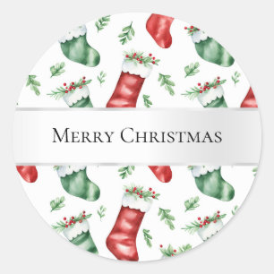 Sticker Rond Bas de Noël rouge et vert