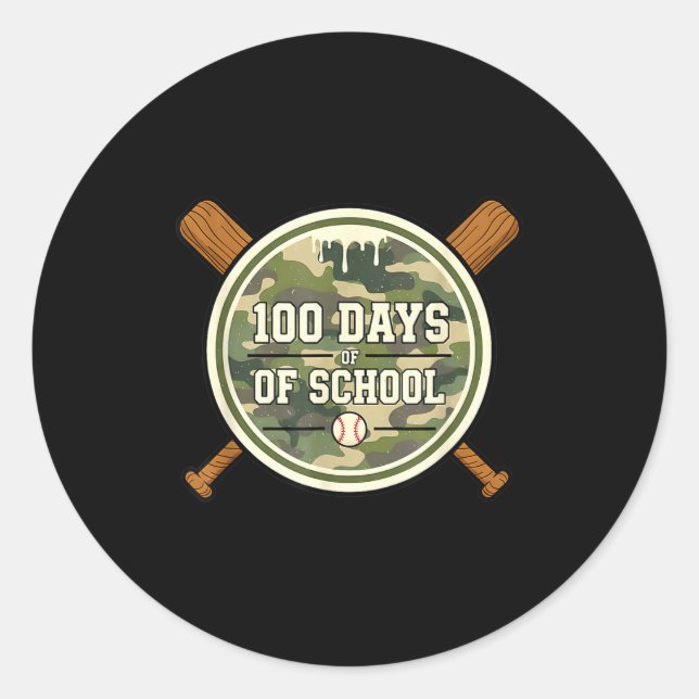 Sticker Rond Base-ball 100e jour d'école camouflage  (Devant)