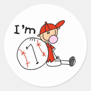 Sticker Rond Base-ball garçons j'ai 7 ans