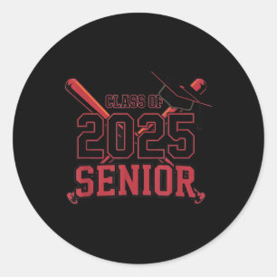 Sticker Rond Base-ball Senior 2025 Graduation Cl