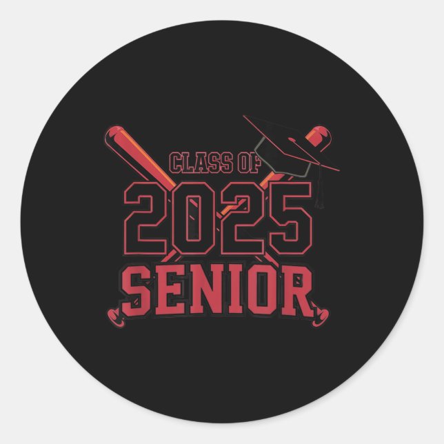 Sticker Rond Base-ball Senior 2025 Graduation Cl (Devant)