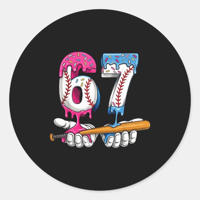Sticker Rond Baseball 67 Ice Cream Drip Six Seven Boys Funny Me (Devant)