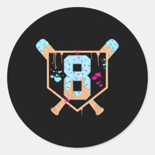 Sticker Rond Baseball 8 Ans Crème Ice Driam 8e Anniversaire Bo