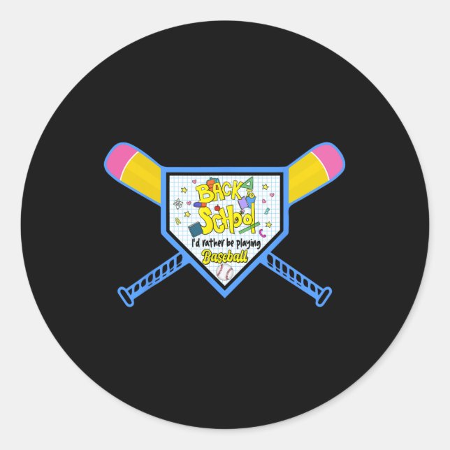 Sticker Rond Baseball Accueil Plaque Crayon Chat Retour À L'Éco (Devant)
