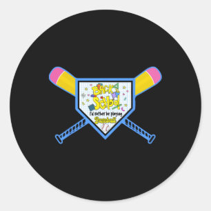 Sticker Rond Baseball Accueil Plaque Crayon Chat Retour À L'Éco