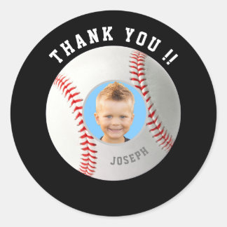 Sticker Rond Baseball Anniversaire Custom Photo Merci
