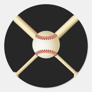 STICKER ROND BASEBALL BATEAUX ET BALL