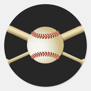 STICKER ROND BASEBALL & BATS