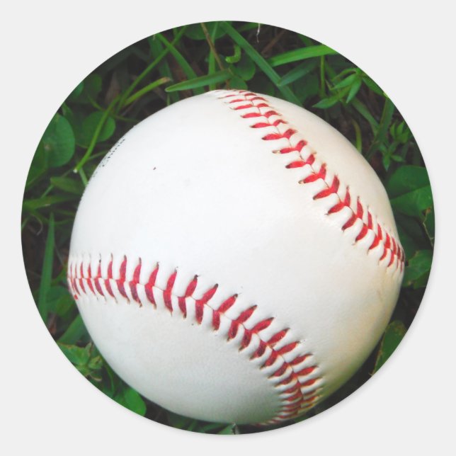 Sticker Rond Baseball blanc avec points rouges (Devant)