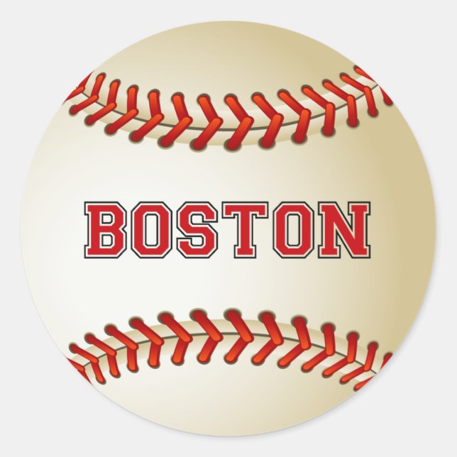 STICKER ROND BASEBALL BOSTON (Devant)