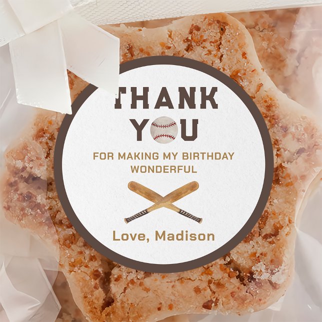 Sticker Rond Baseball Boy Anniversaire Merci (Créateur téléchargé)