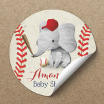 Sticker Rond Baseball Boy Cute Elephant Baby shower<br><div class="desc">Stickers Baby shower Eléphant De Baseball Boy Cute.</div>