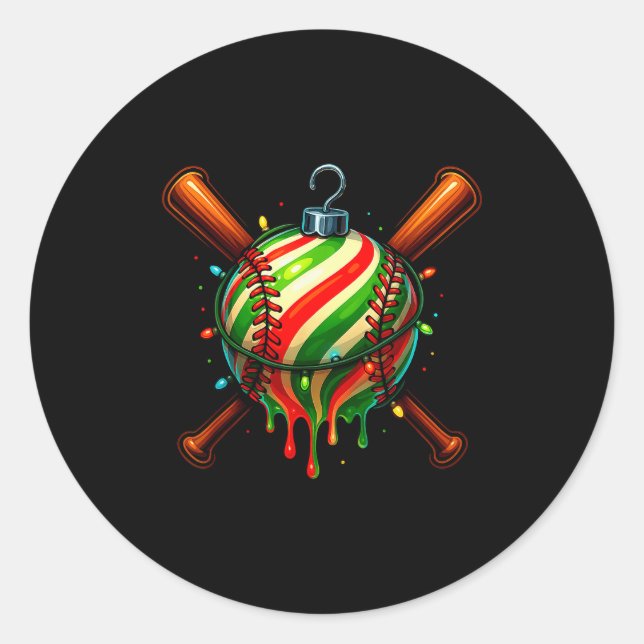 Sticker Rond Baseball Christmas Ice Cream Drip Baseball Dripng  (Devant)
