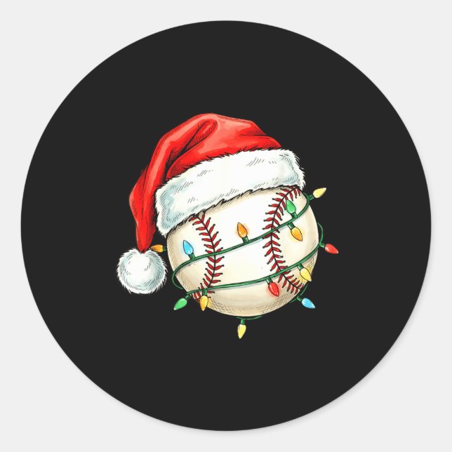 Sticker Rond Baseball Christmas Shirt Funny Santa Hat Srt Men K (Devant)