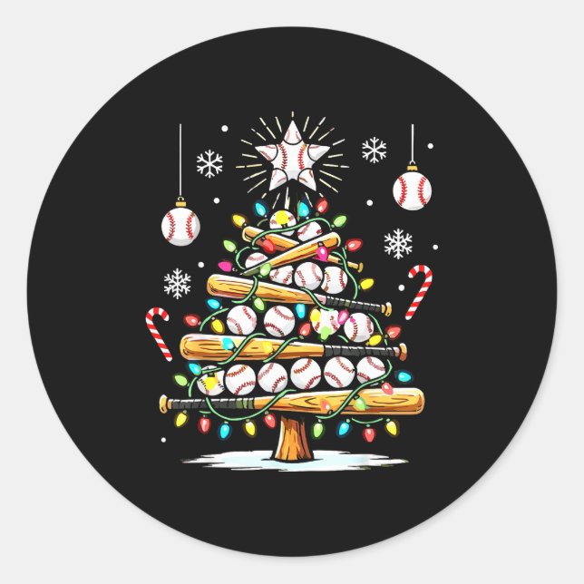 Sticker Rond Baseball Christmas Tree Lights  (Devant)