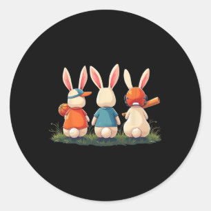 Sticker Rond Baseball Cute Sports Pâques Bunnies Basketball Foo