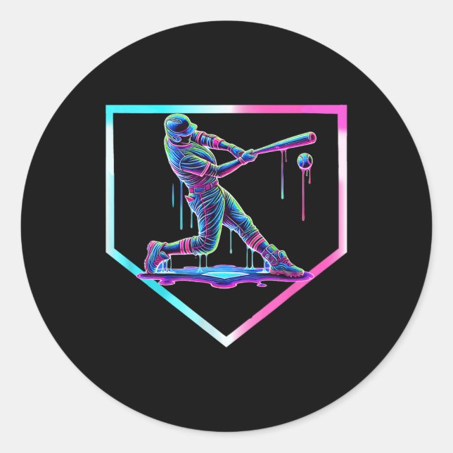 Sticker Rond Baseball Driam Crème de glace Baseball Accueil Pla (Devant)