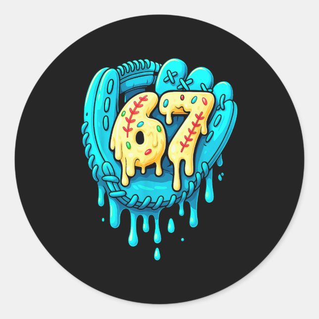 Sticker Rond Baseball Drip 6 7 Number 67 Six Seven Meme Mens Bo (Devant)