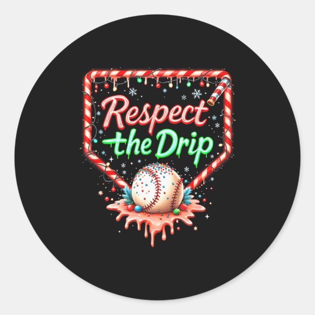 Sticker Rond Baseball Drip Boys Ice Cream Christmas Youth Respe (Devant)