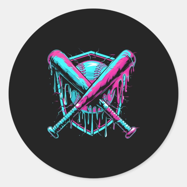 Sticker Rond Baseball Drip Ice-cream Dripng Baseball Bat Var Wa (Devant)