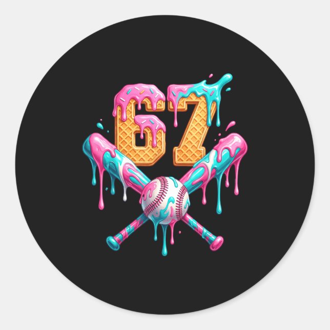 Sticker Rond Baseball Drip Number 67 Player  (Devant)
