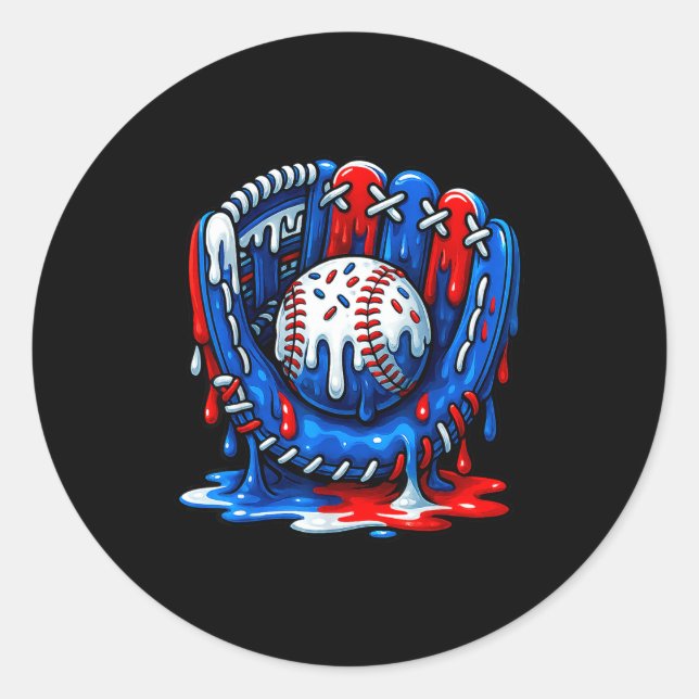 Sticker Rond Baseball Drip Team For Boys Ice Cream Cool  (Devant)