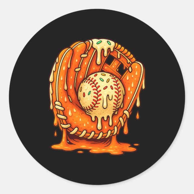 Sticker Rond Baseball Drip Team For Boys Ice Cream Cool  (Devant)