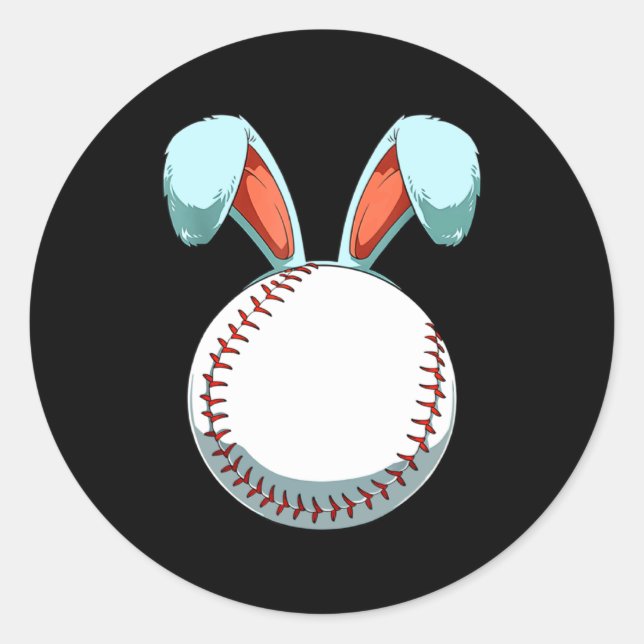 Sticker Rond Baseball Easter Day Bunny Ears Rabbit Baseball Fa  (Devant)