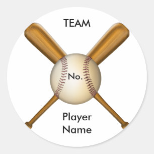 Sticker Rond Baseball et chauves-souris croisées personnalisabl