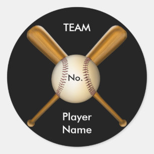 Sticker Rond Baseball et chauves-souris croisées personnalisabl