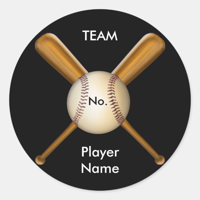 Sticker Rond Baseball et chauves-souris croisées personnalisabl (Devant)