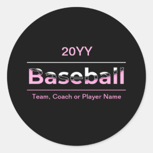 Sticker Rond Baseball Féminin - Typographie Géométrique Rose