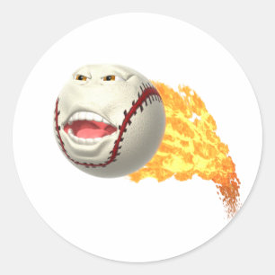 Sticker Rond Baseball flamboyant