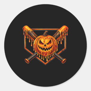 Sticker Rond Baseball goutte à goutte citrouille fantôme effray