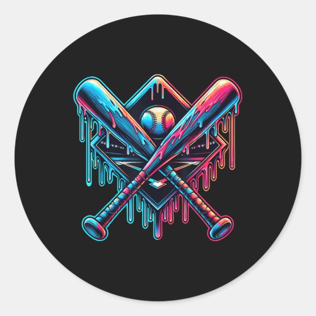 Sticker Rond Baseball Home Plate Drip Baseball Drip Baseball Ic (Devant)