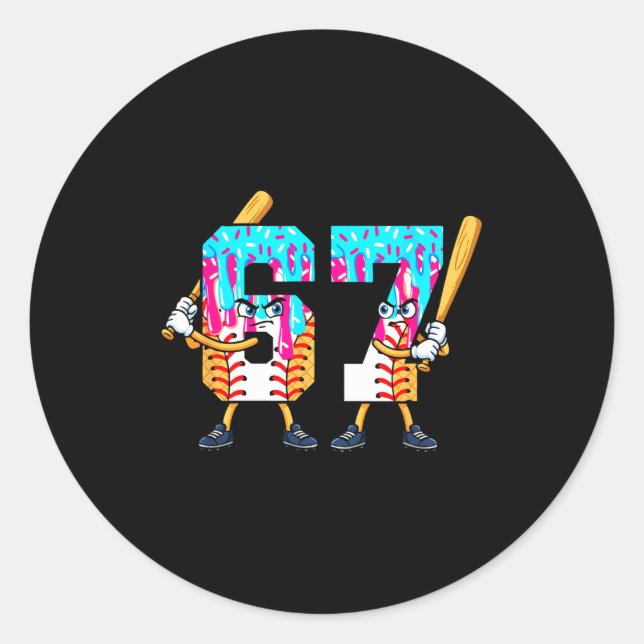 Sticker Rond Baseball Ice Cream 67 Six Seven Cool Player 6 7 Dr (Devant)