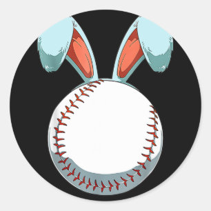 Sticker Rond Baseball Lapin de Pâques OEufs de Pâques Chasse Ba