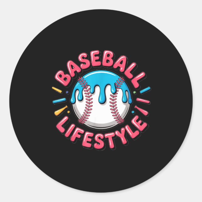 Sticker Rond Baseball Lifestyle 101 Apparel Youth Drip Baseball (Devant)