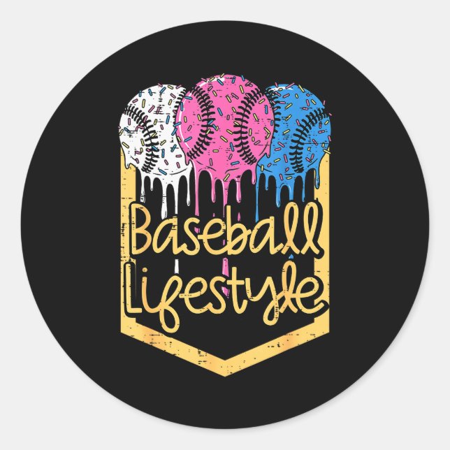 Sticker Rond Baseball Lifestyle Ball Sprinkles Drip Boys Kids M (Devant)