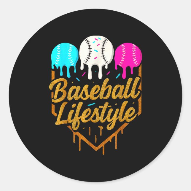 Sticker Rond Baseball Lifestyle, Baseball Drip Icecream  (Devant)