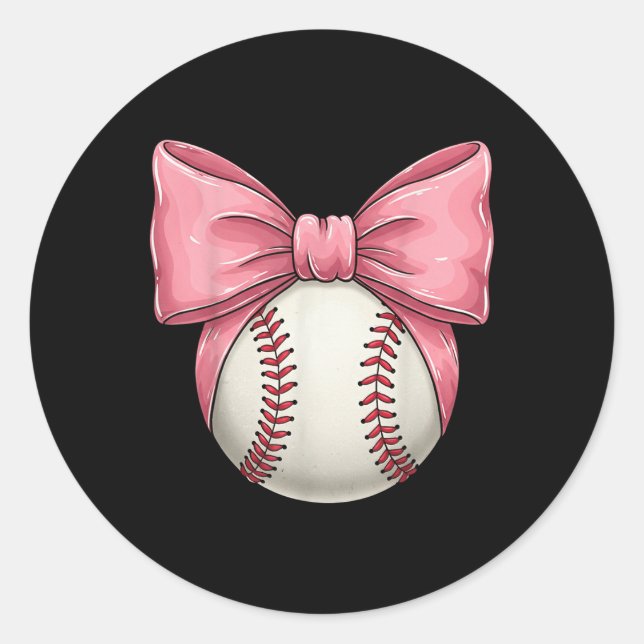 Sticker Rond Baseball Maman Coquette Pink Bow Mothers Day Baseb (Devant)