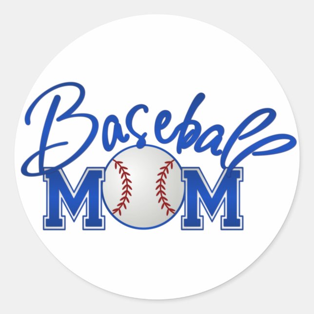 Sticker Rond Baseball MOM bleu (Devant)