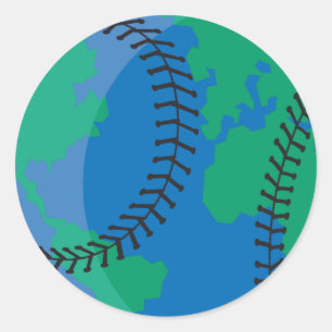 Sticker Rond baseball mondial terre globe