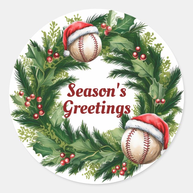 Sticker Rond Baseball personnalisable de Santa Cap  (Devant)