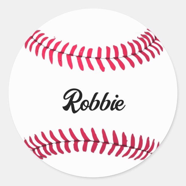 Sticker Rond Baseball personnalisé rouge blanc (Devant)