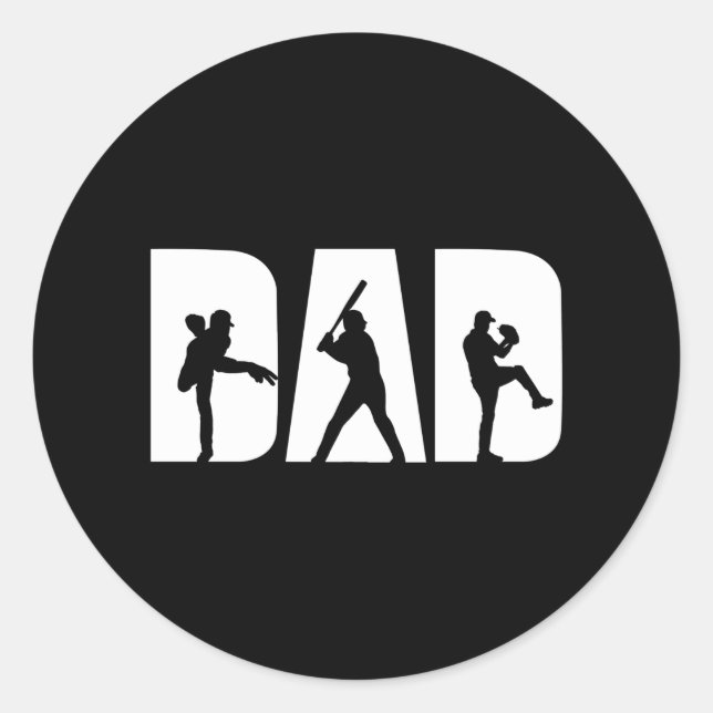 Sticker Rond Baseball Player Papa Baseball Lovers Men Father Da (Devant)